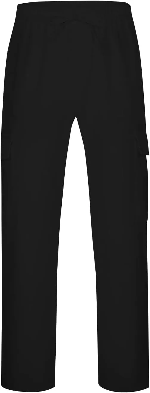 Mens Casual Pants Drawstring Elastic Waist Fleece Baggy Sweatpants Joggers Cargo Straight Leg Trousers with Pockets