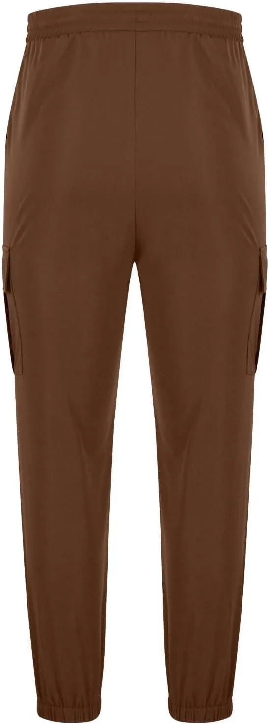 Men's Casual Sweatpants Overalls Elastic Waist Drawstring Multi Pocket Pants Hiking Pants Cotton Twill Pants