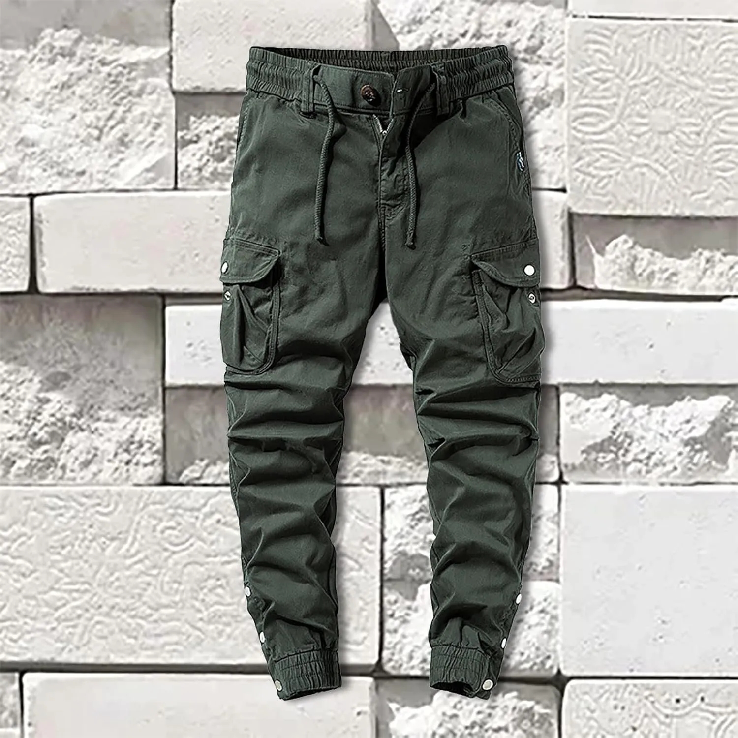 Men's Chino Pants Cargo Workout Lounge Jogger Work Tapered Streetwear Trousers Flap Pockets Baggy Pants