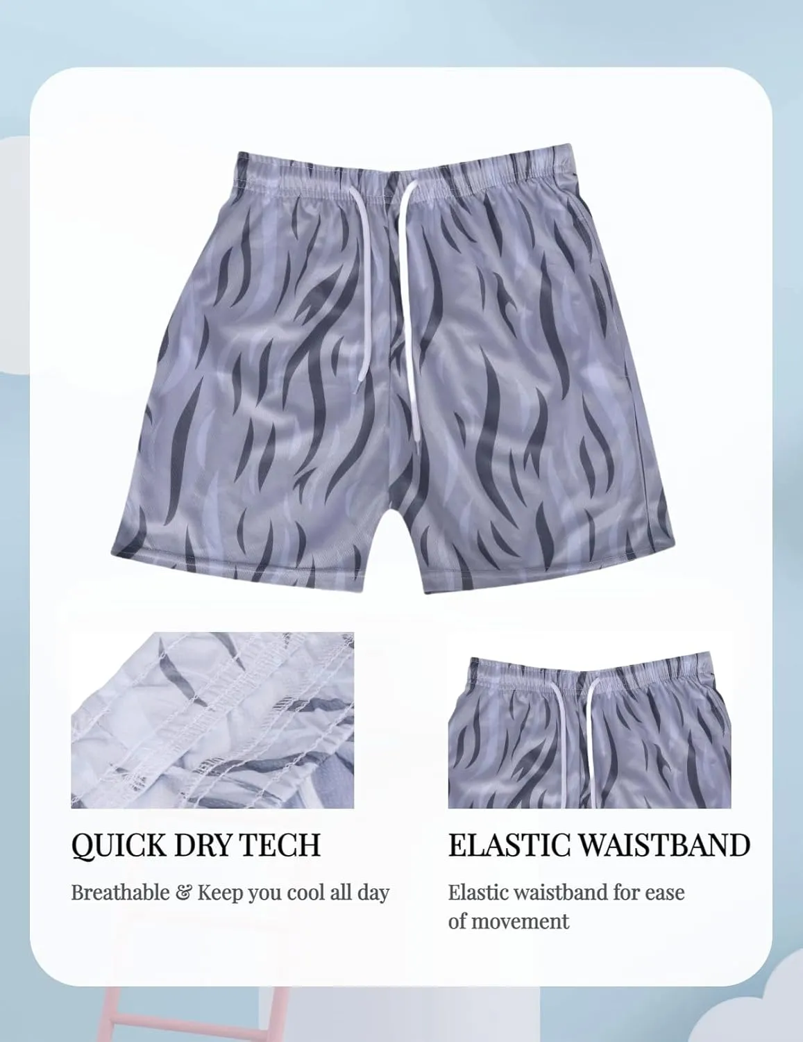 Men's Graphic Basketball Shorts - Breathable Mesh Workout Shorts, Quick-Dry Gym & Beach, Streetwear Casual Athletic Shorts