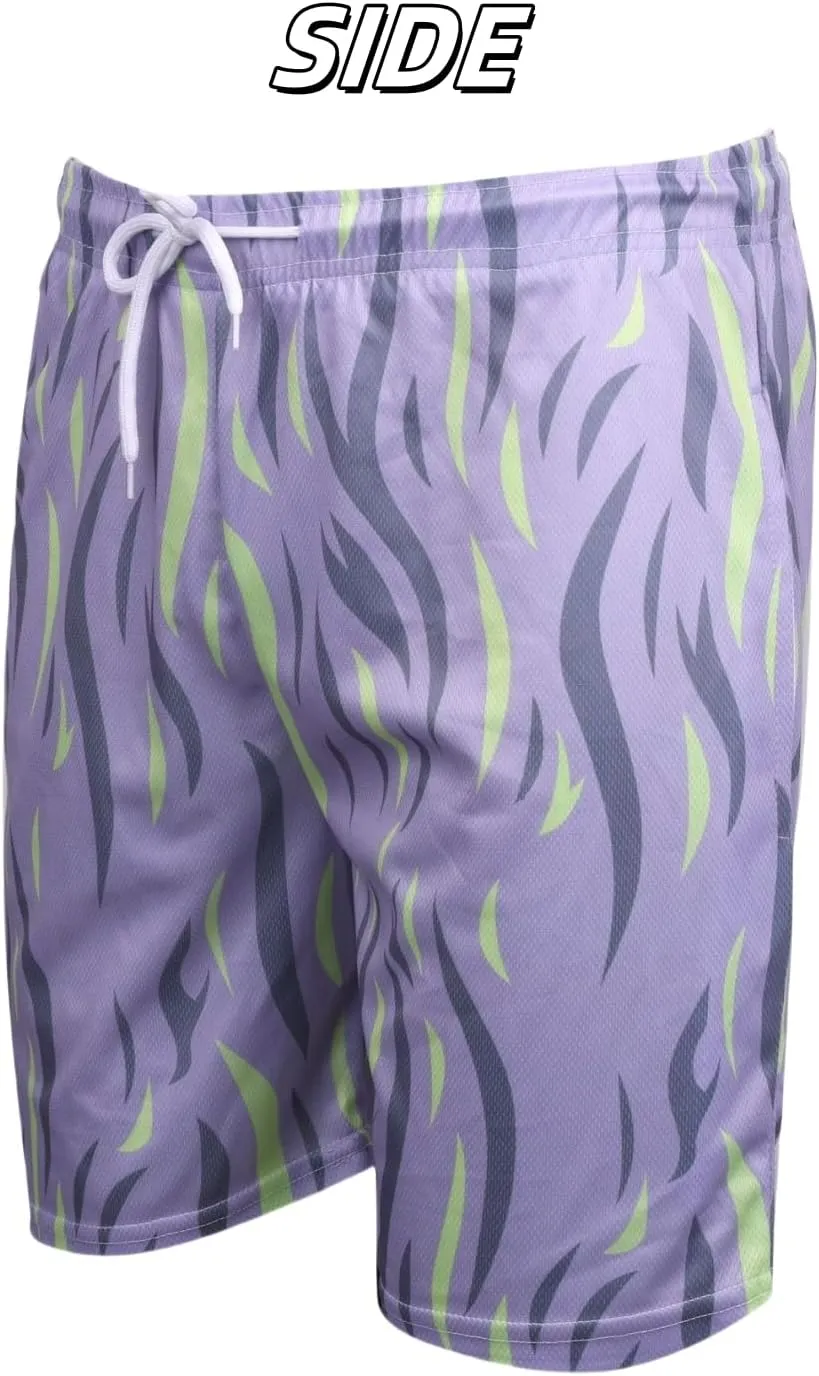 Men's Graphic Basketball Shorts - Breathable Mesh Workout Shorts, Quick-Dry Gym & Beach, Streetwear Casual Athletic Shorts