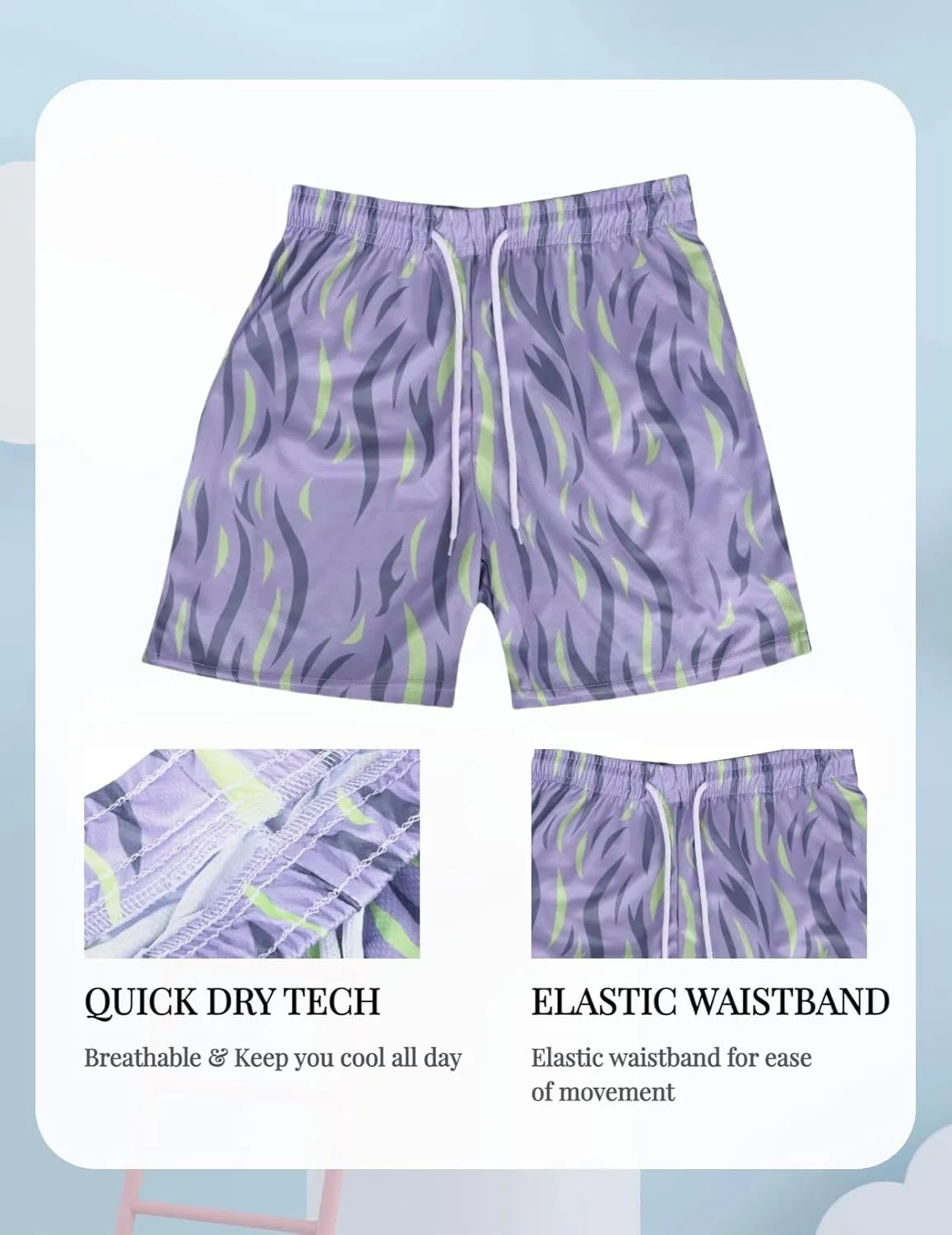 Men's Graphic Basketball Shorts - Breathable Mesh Workout Shorts, Quick-Dry Gym & Beach, Streetwear Casual Athletic Shorts