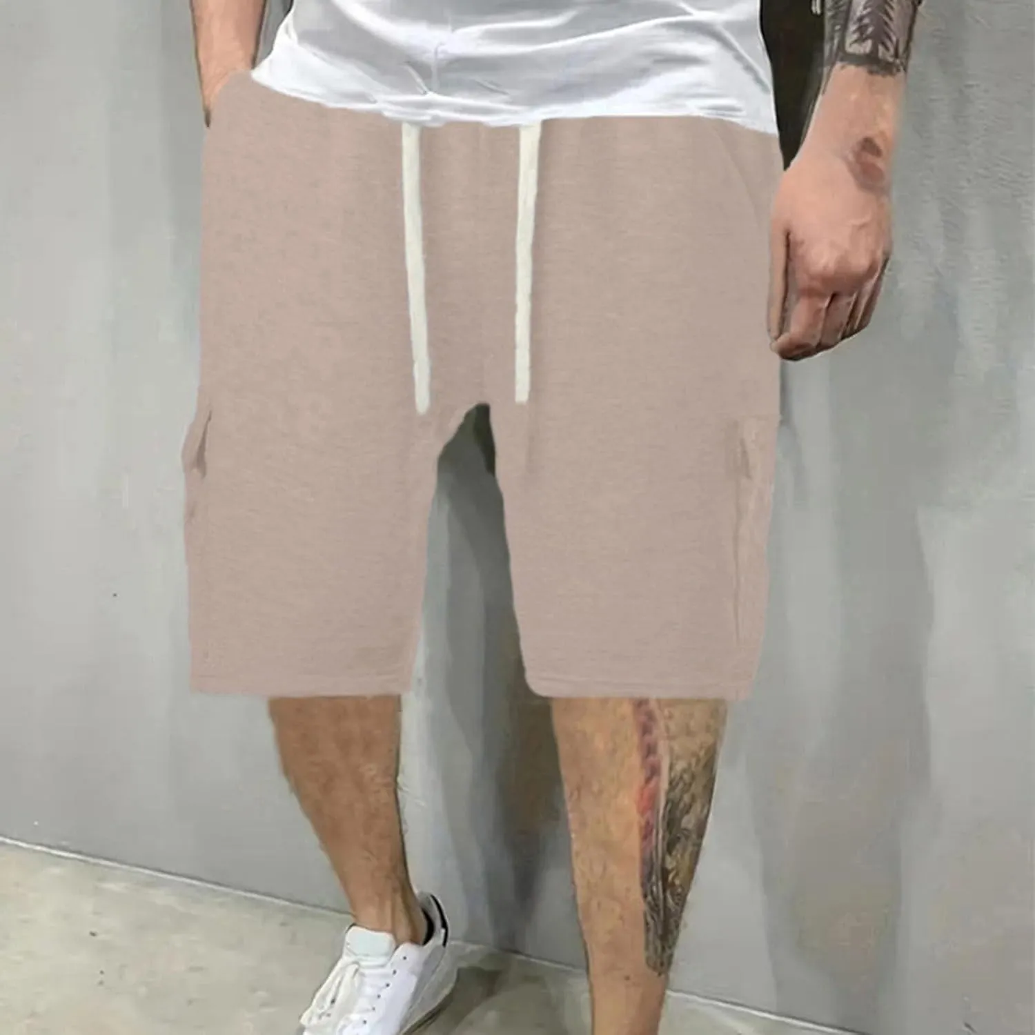 Men's Gym Workout Shorts 7 Inch Athletic Shorts Drawstring Summer Cargo Pants Quick Dry Running Shorts with Pockets