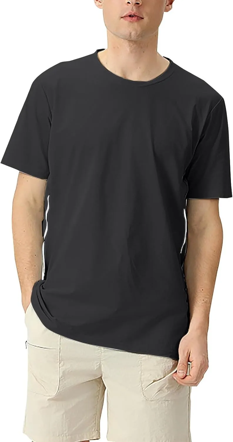 Men's Ice Silk Cooling Tshirt Short Sleeve Lightweight Top Quick Dry Breathable Stretch Workout Gym Training Activewear