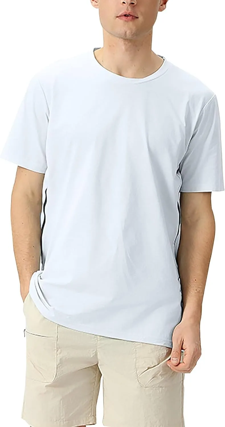 Men's Ice Silk Cooling Tshirt Short Sleeve Lightweight Top Quick Dry Breathable Stretch Workout Gym Training Activewear