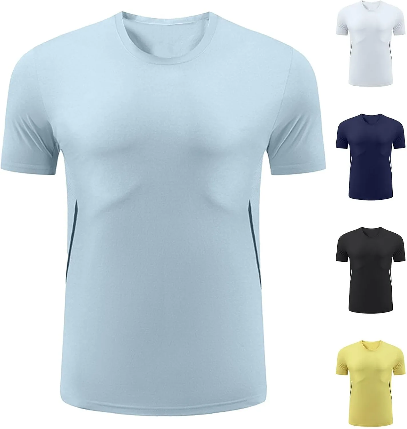 Men's Ice Silk Cooling Tshirt Short Sleeve Lightweight Top Quick Dry Breathable Stretch Workout Gym Training Activewear