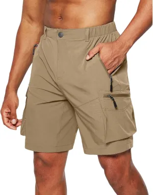 Men's Joggers Shorts Solid Color Tactical Cargo Shorts Straight Stretch Sport Pants with Multiple Pockets for Camping