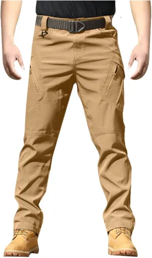 Men's Lightweight Cargo Pants Straight Leg Athletic Tactical Joggers Relaxed Fit Overalls Hiking Work Trousers