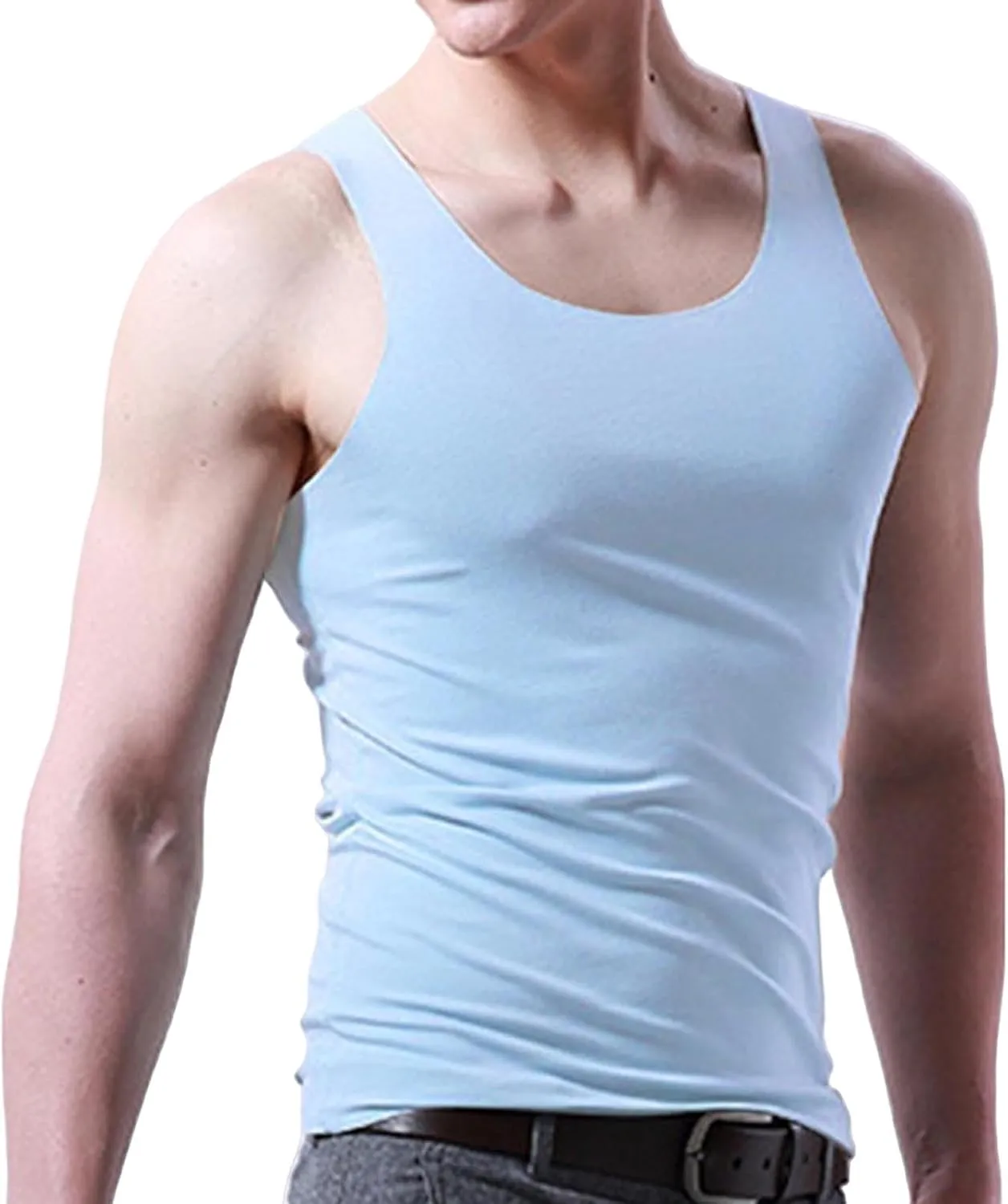 Mens Muscle Shirts Sleeveless Quick Dry Tank Tops Summer Ice Silk Breathable Activewear Undershirt Stretch Loose Fit