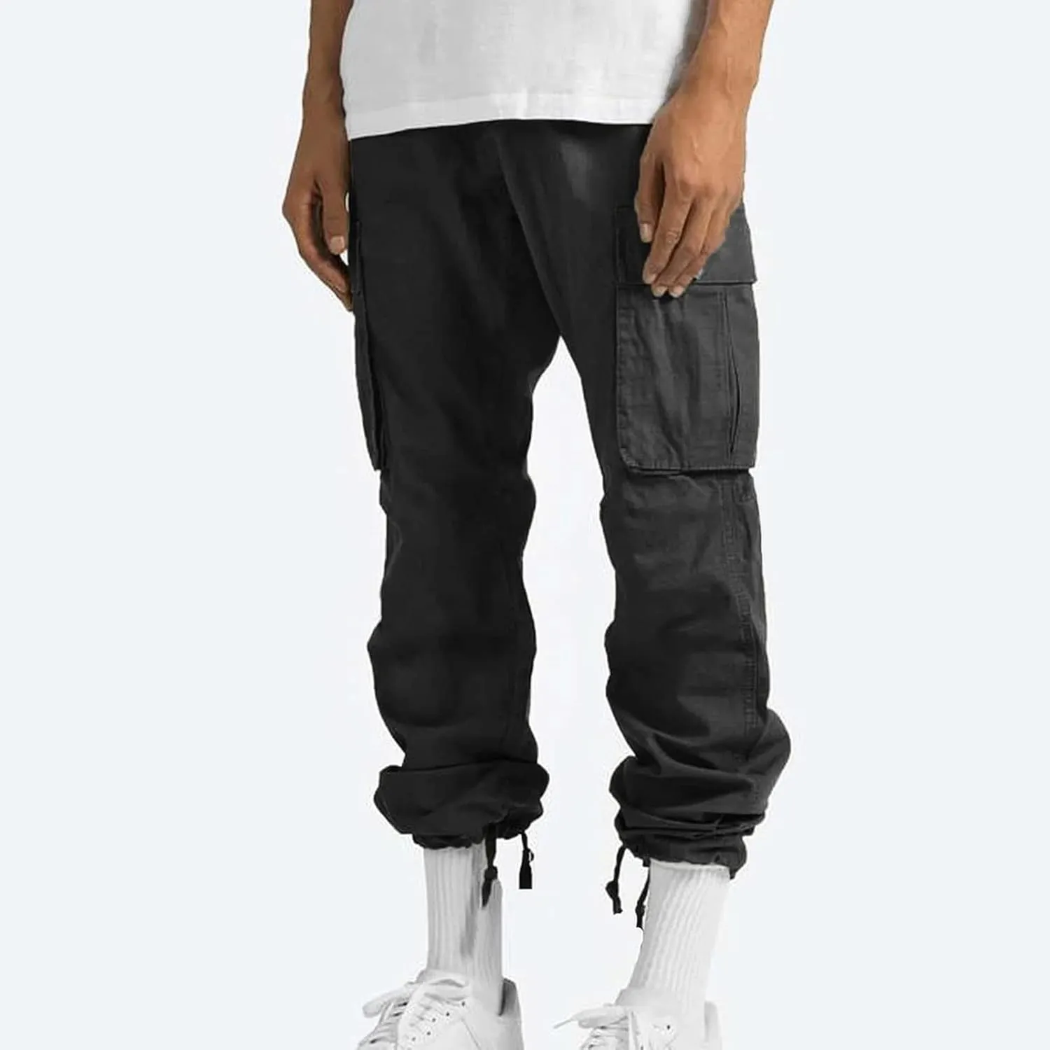 Mens Pants Cargo Baggy Elastic Waist Drawstring Pants Casual with Pockets Pants 2024 Fall Winter Joggers Trousers