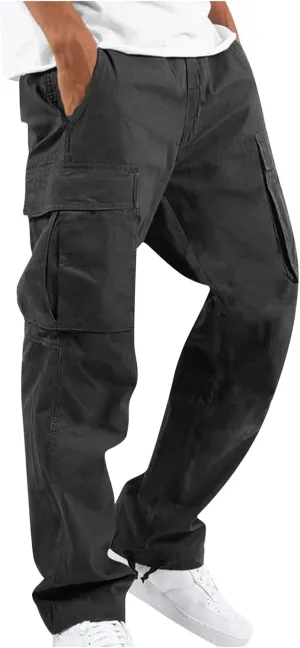 Mens Pants Cargo Baggy Elastic Waist Drawstring Pants Casual with Pockets Pants 2024 Fall Winter Joggers Trousers