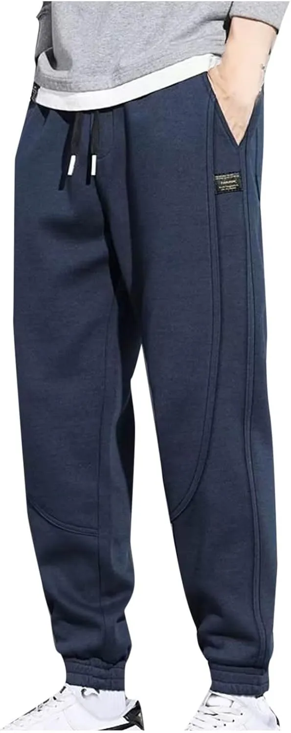 Mens Plus Size Sweatpants Drawstring Elastic Waisted Joggers Trousers Outdoor Athletic Track Pants with Pockets