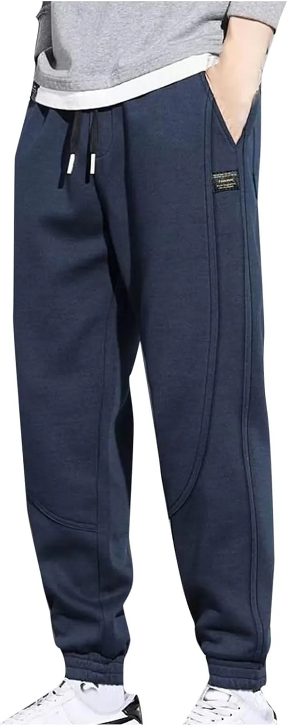 Mens Plus Size Sweatpants Drawstring Elastic Waisted Joggers Trousers Outdoor Athletic Track Pants with Pockets