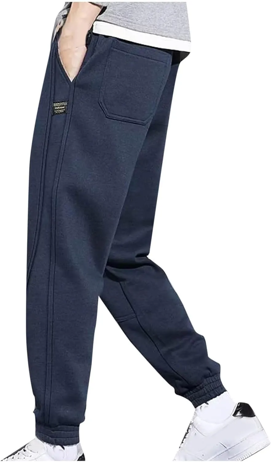 Mens Plus Size Sweatpants Drawstring Elastic Waisted Joggers Trousers Outdoor Athletic Track Pants with Pockets