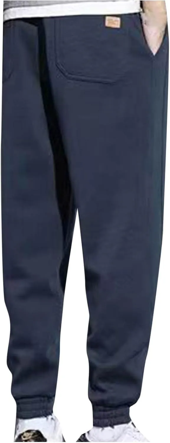 Mens Plus Size Sweatpants Drawstring Elastic Waisted Joggers Trousers Outdoor Athletic Track Pants with Pockets
