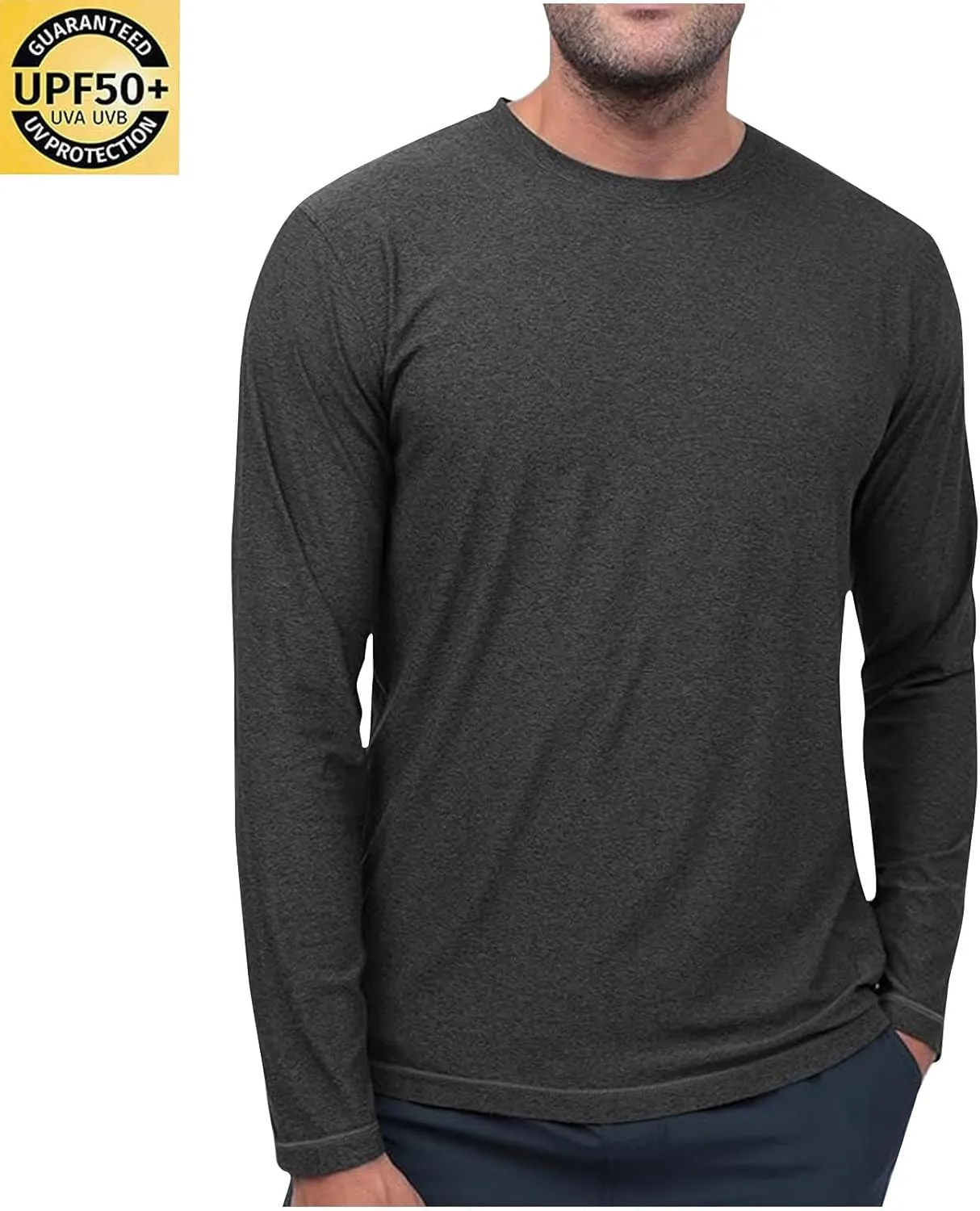 Men's Rash Guard Shirt SPF Sun Protection Long Sleeve Shirts Lightweight Breathable Quick Dry Fishing Swim T-Shirts