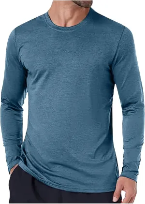 Men's Rash Guard Shirt SPF Sun Protection Long Sleeve Shirts Lightweight Breathable Quick Dry Fishing Swim T-Shirts