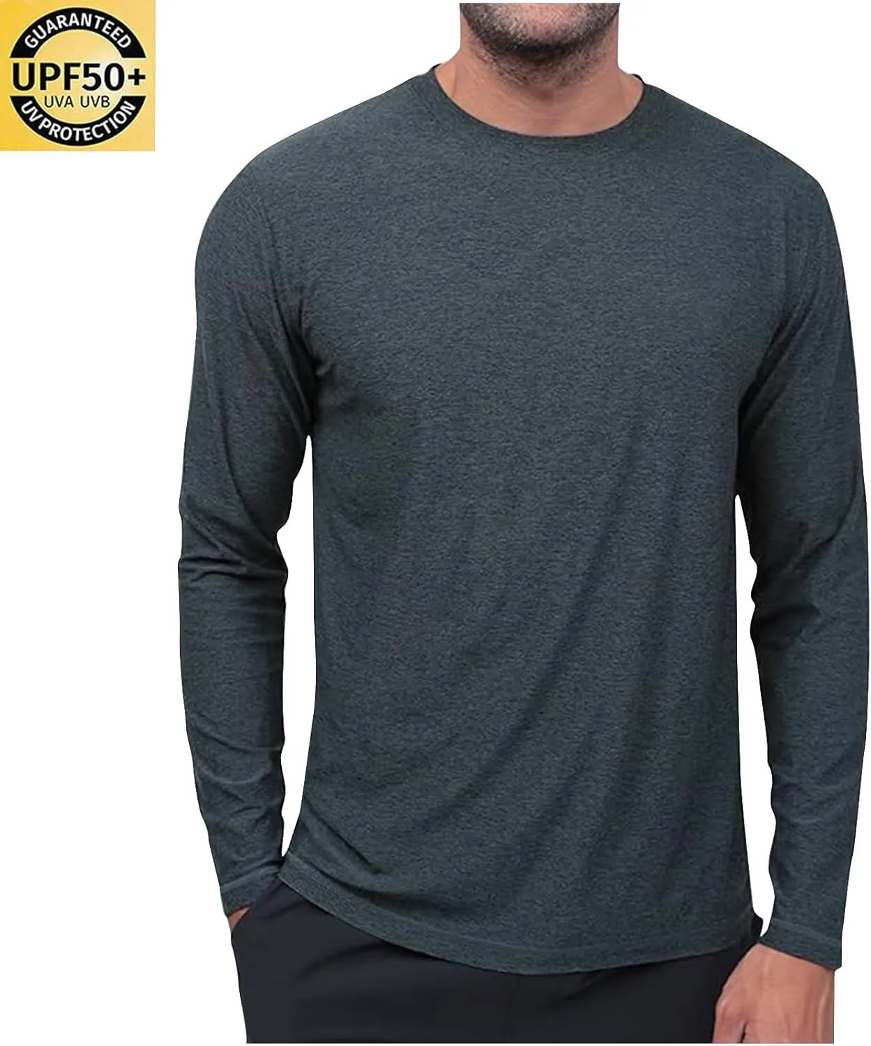 Men's Rash Guard Shirt SPF Sun Protection Long Sleeve Shirts Lightweight Breathable Quick Dry Fishing Swim T-Shirts