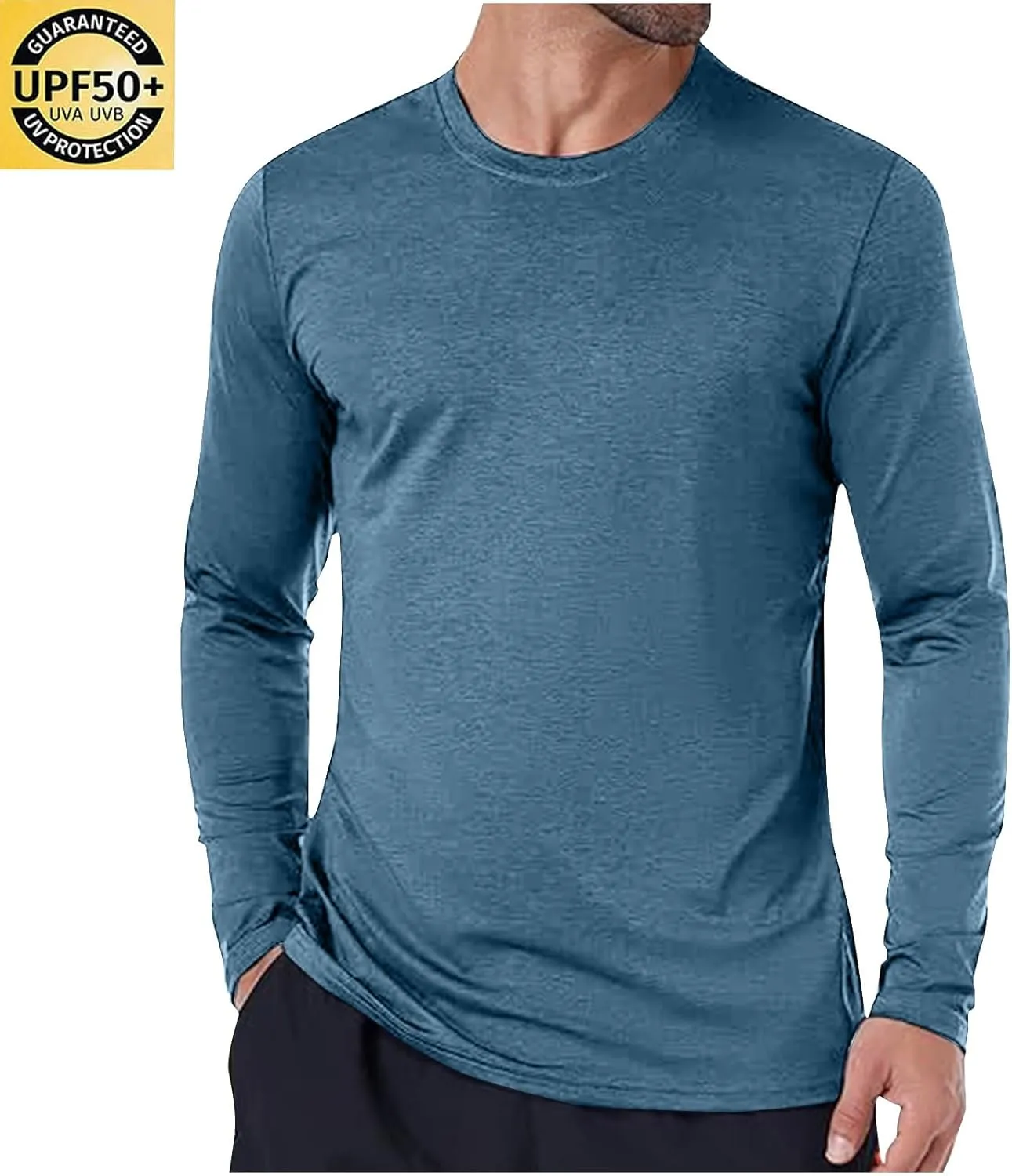 Men's Rash Guard Shirt SPF Sun Protection Long Sleeve Shirts Lightweight Breathable Quick Dry Fishing Swim T-Shirts