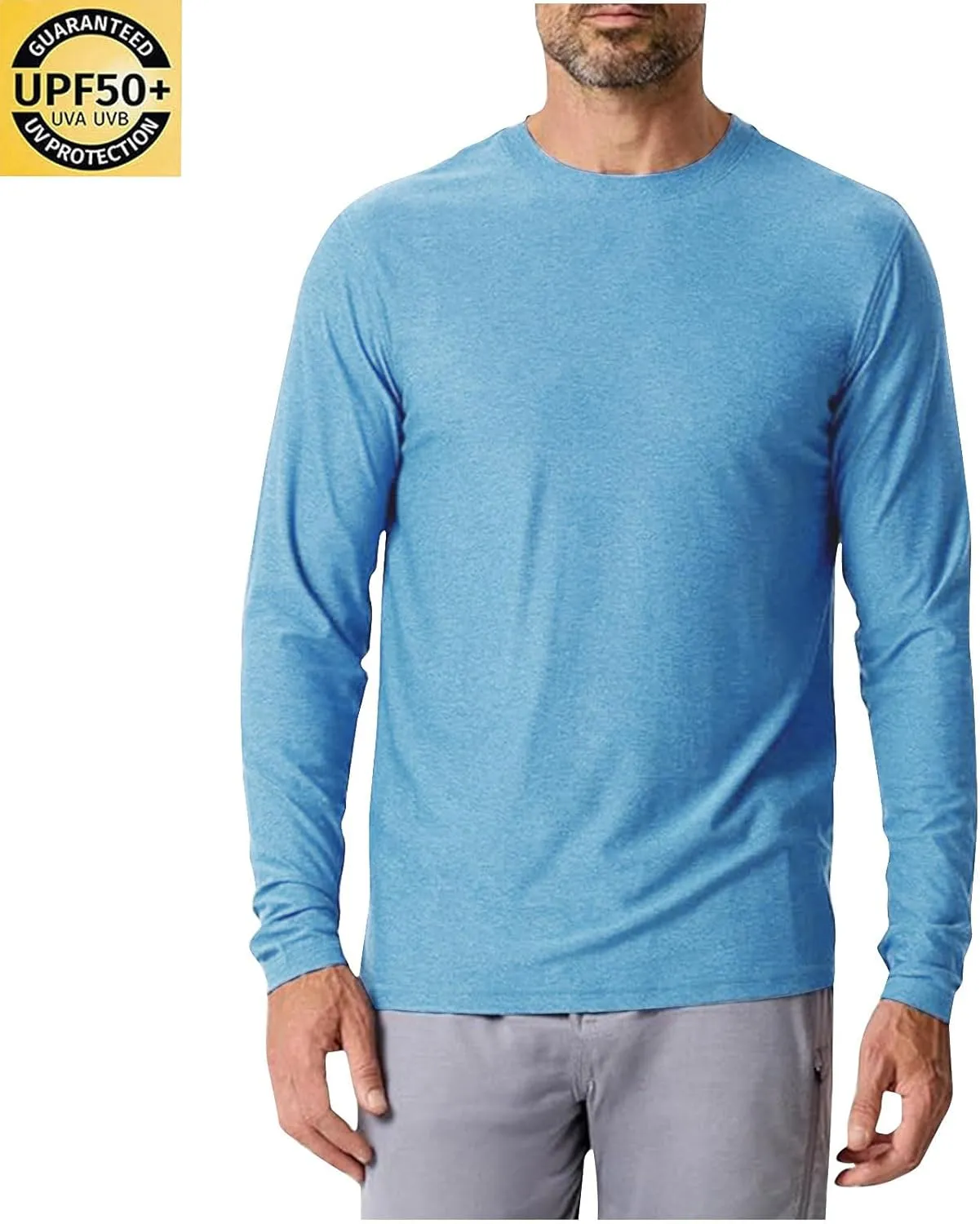 Men's Rash Guard Shirt SPF Sun Protection Long Sleeve Shirts Lightweight Breathable Quick Dry Fishing Swim T-Shirts