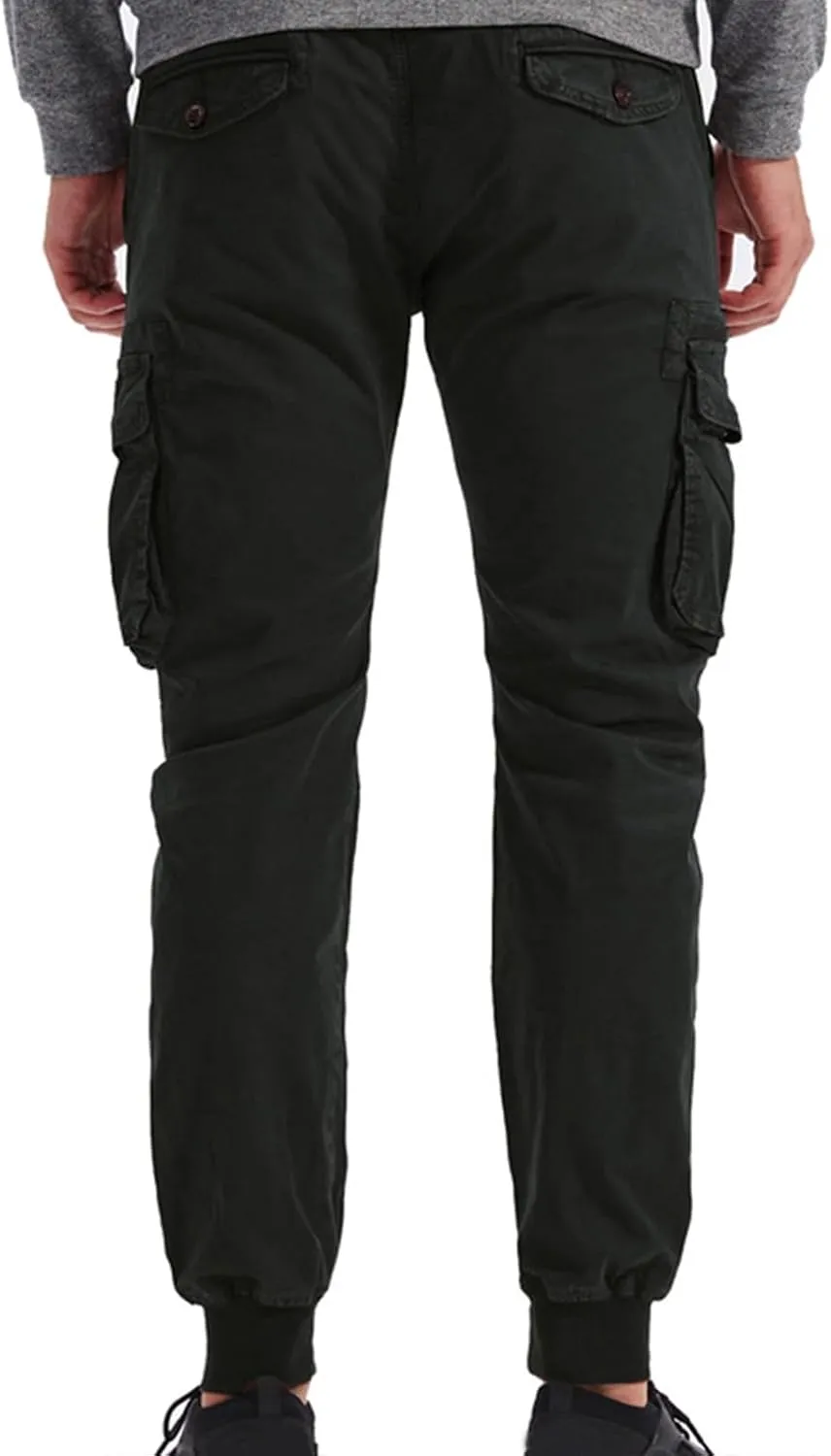 Mens Relaxed-Fit Cargo Pants Multi Pocket Stretch Elastic Waist Drawstring Combat Work Joggers Sweatpants Plus Size