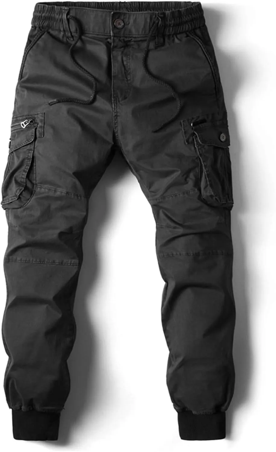 Mens Relaxed-Fit Cargo Pants Multi Pocket Stretch Elastic Waist Drawstring Combat Work Joggers Sweatpants Plus Size