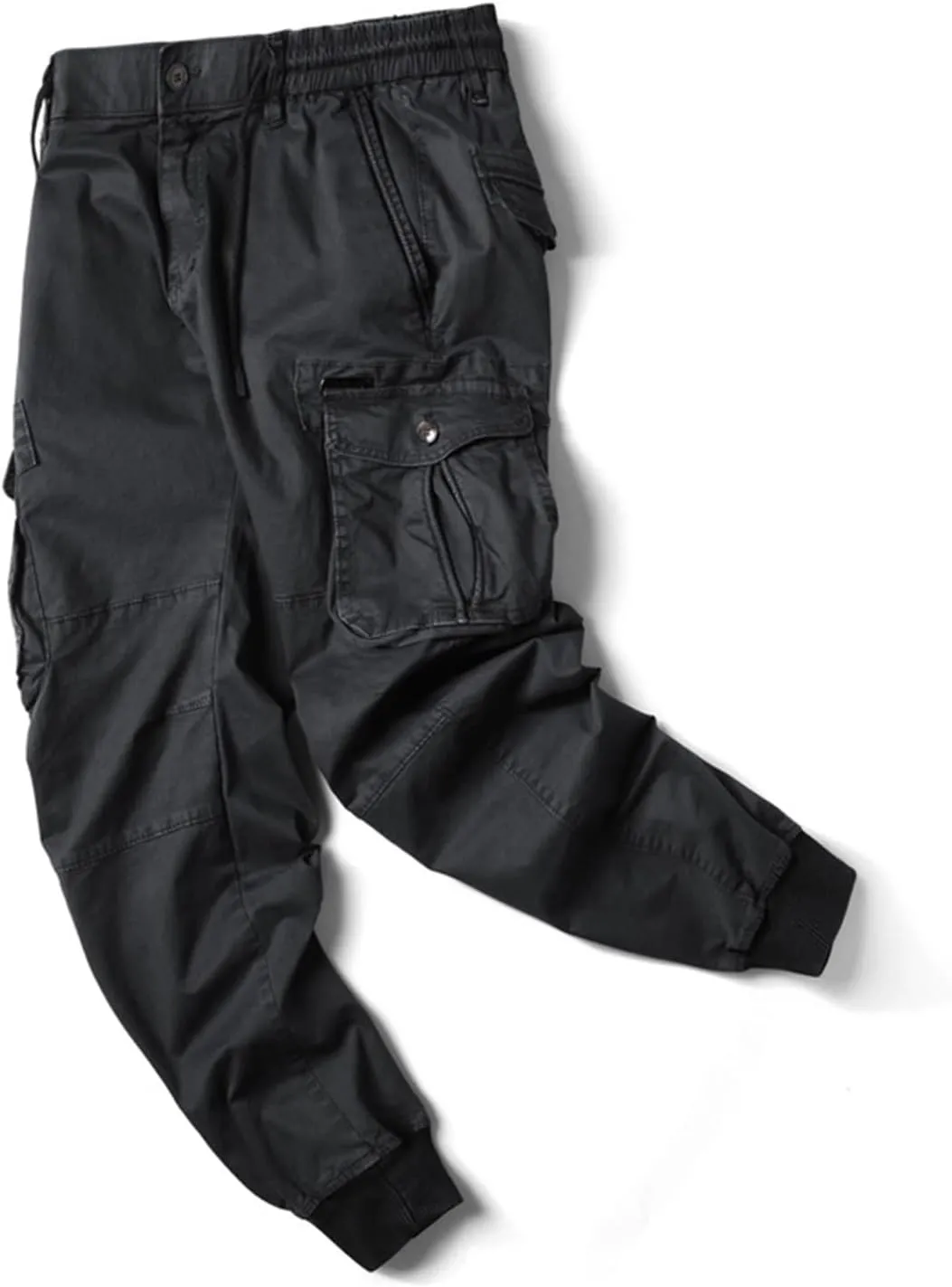 Mens Relaxed-Fit Cargo Pants Multi Pocket Stretch Elastic Waist Drawstring Combat Work Joggers Sweatpants Plus Size