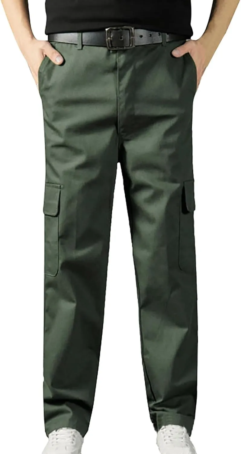 Men's Straight Fit Vintage Comfort Stretch Cargo Pants with Multi Pockets Relaxed fit Cargo Trousers for Men