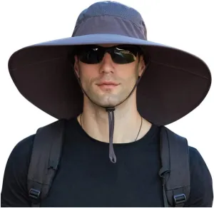 Men's Super Wide Brim Bucket Hat UPF50  Waterproof Sun Hat Summer Outdoor Safari Hat Fishing Hiking Boonie Hats