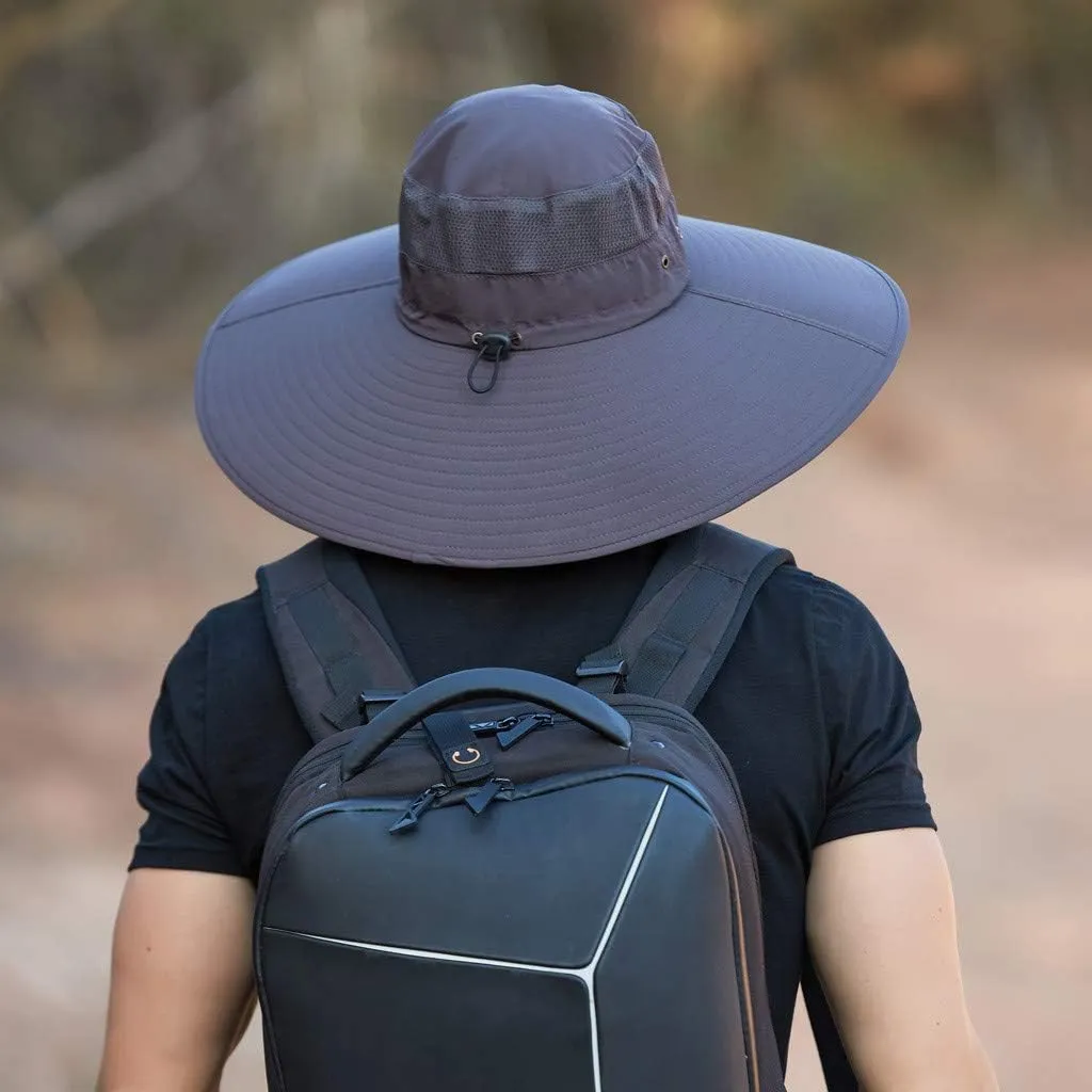 Men's Super Wide Brim Bucket Hat UPF50  Waterproof Sun Hat Summer Outdoor Safari Hat Fishing Hiking Boonie Hats