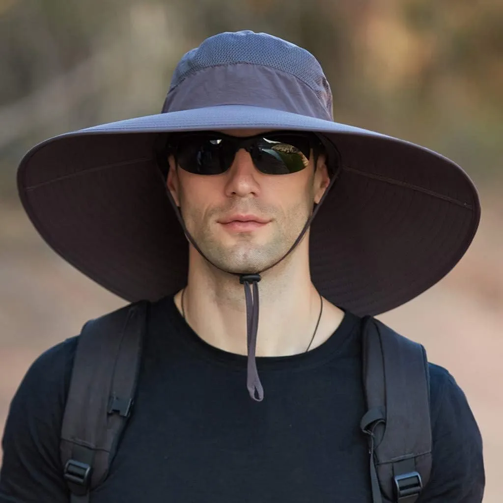 Men's Super Wide Brim Bucket Hat UPF50  Waterproof Sun Hat Summer Outdoor Safari Hat Fishing Hiking Boonie Hats