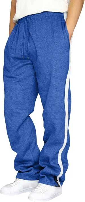 Mens Sweatpants with Pockets Big and Tall Waist Drawstring Long Pants Solid Color Pockets Casual Loose Trousers Joggers