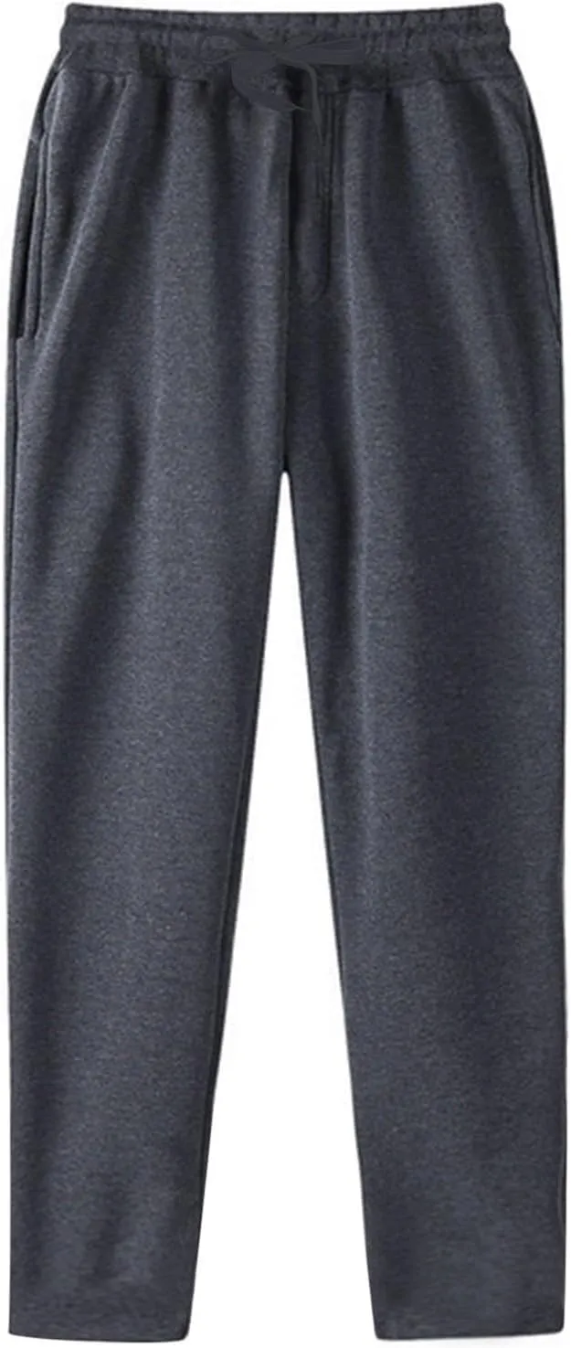 Mens Sweatpants with Pockets Mens Heavyweight Cargo Sweatpants Stretch Elastic Waist Jogger Athletic Drawstring Trousers