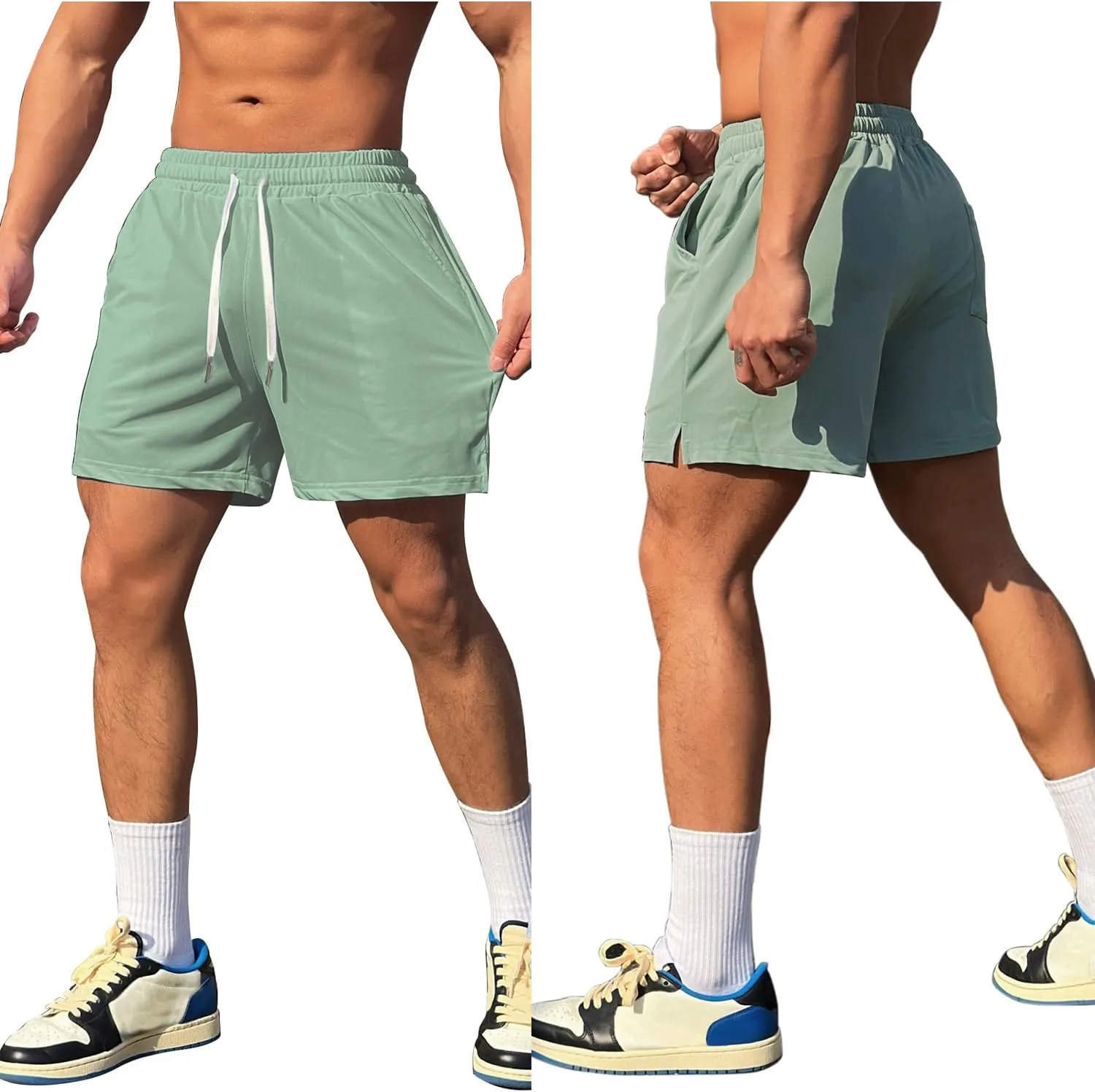 Mens Workout Athletic Shorts Drawstring Quick Dry Hiking Shorts Men Lightweight Sports Gym Shorts Running