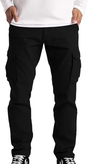 Mens Workout Cargo Sweatpants Heavyweight Athletic Joggers Multi-Pockets Relaxed Fit Cargo Pants Men's Heavyweight