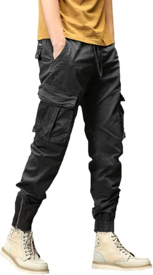 Mens Workout Cargo Sweatpants Running Pants Pockets Men's Pants Stripped Trousers Men's Fleece Sweatpant with Pockets
