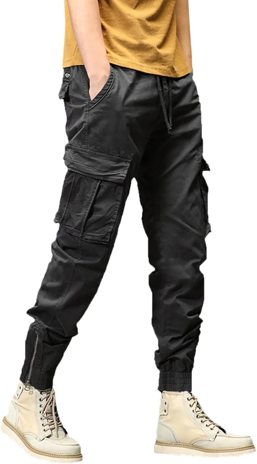 Mens Workout Cargo Sweatpants Running Pants Pockets Men's Pants Stripped Trousers Men's Fleece Sweatpant with Pockets