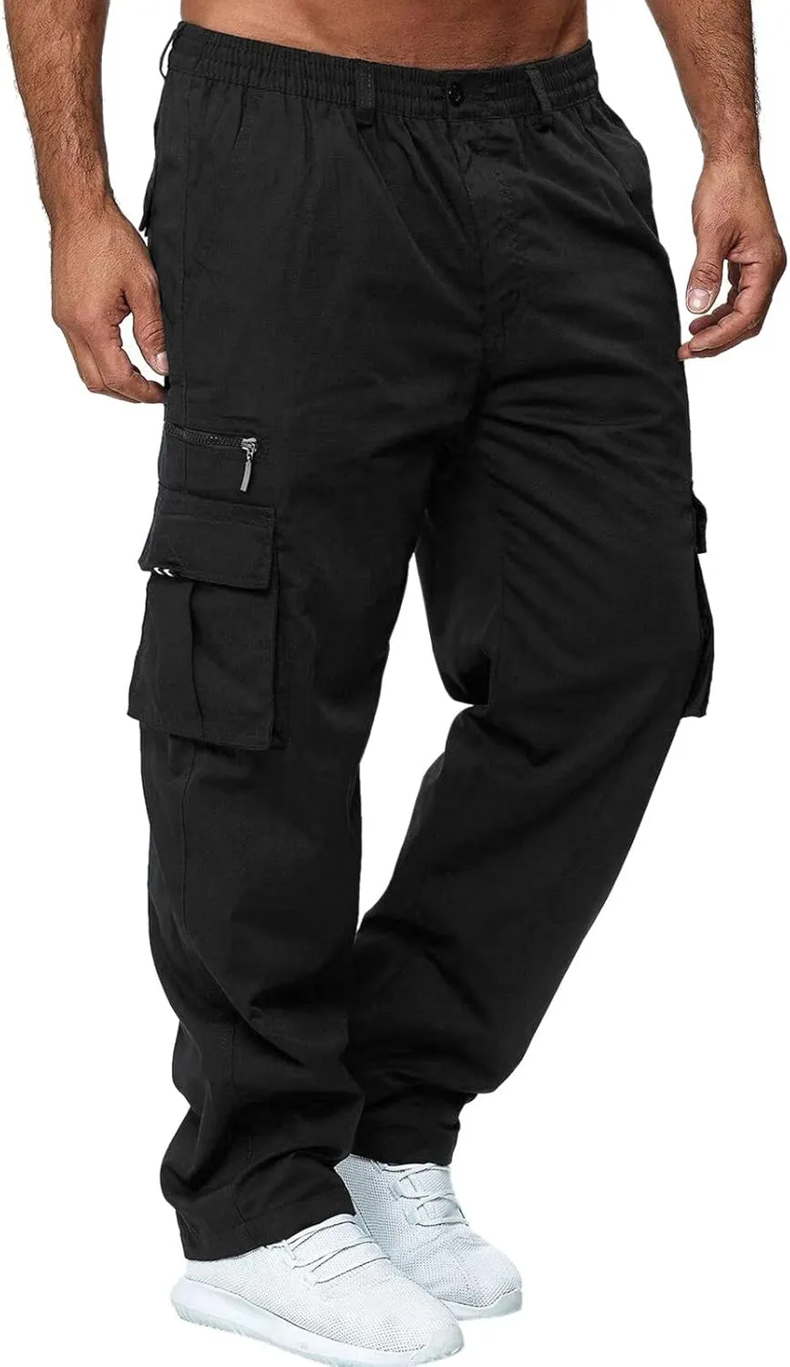 Mens Workout Cargo Sweatpants Sports Work Pants Running Mens Jogger Sweatpants Quick Dry Hiking Trousers Cargo Pants