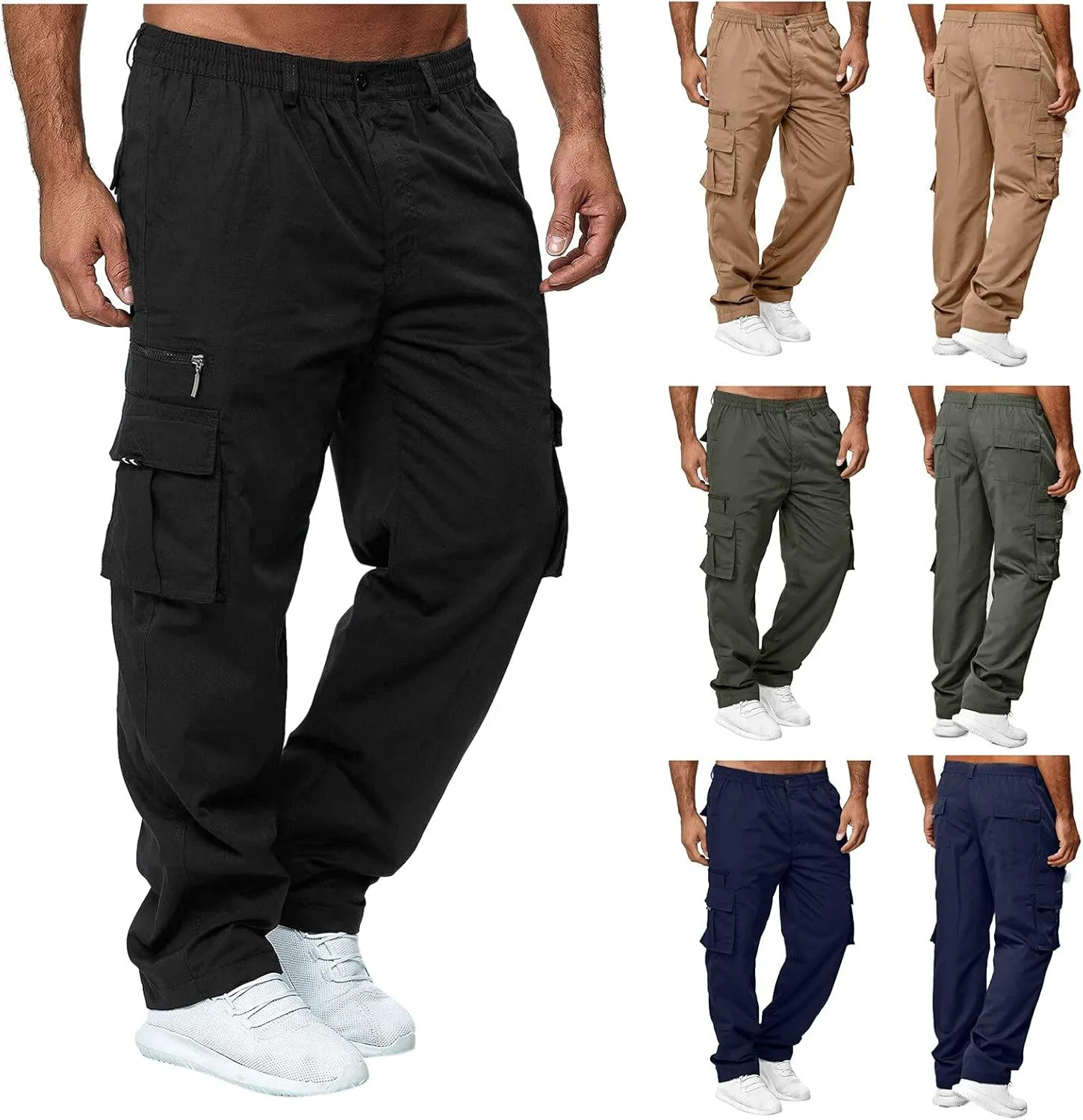 Mens Workout Cargo Sweatpants Sports Work Pants Running Mens Jogger Sweatpants Quick Dry Hiking Trousers Cargo Pants
