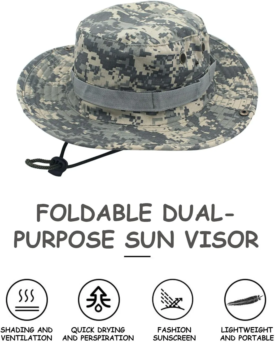 Military Tactical Boonie Hats for Men Women Camo Visor Bucket Hats Outdoor Hunting Fishing Caps Casual Safari Sun Hat