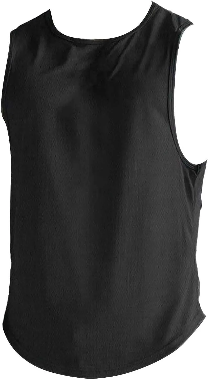 Miyaomn Men's Mesh Athletic Tank Tops Quick Dry Breathable Sleeveless Fitted Muscle T-Shirts Gym Bodybuilding Tees Activewear