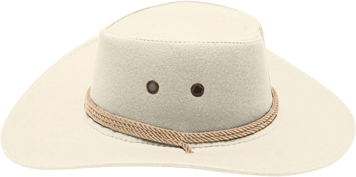 Panama Hat Men Women Wide Brim UV Protection UPF 50  Caps Adjustable Cowboy Hats with Chin Cord Retro Felt Caps Womens Mens