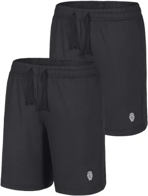 PIQIDIG Youth Boys' Loose Fit Athletic Shorts Quick Dry Active Shorts with Pocket, 2-Pack