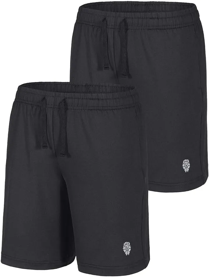 PIQIDIG Youth Boys' Loose Fit Athletic Shorts Quick Dry Active Shorts with Pocket, 2-Pack