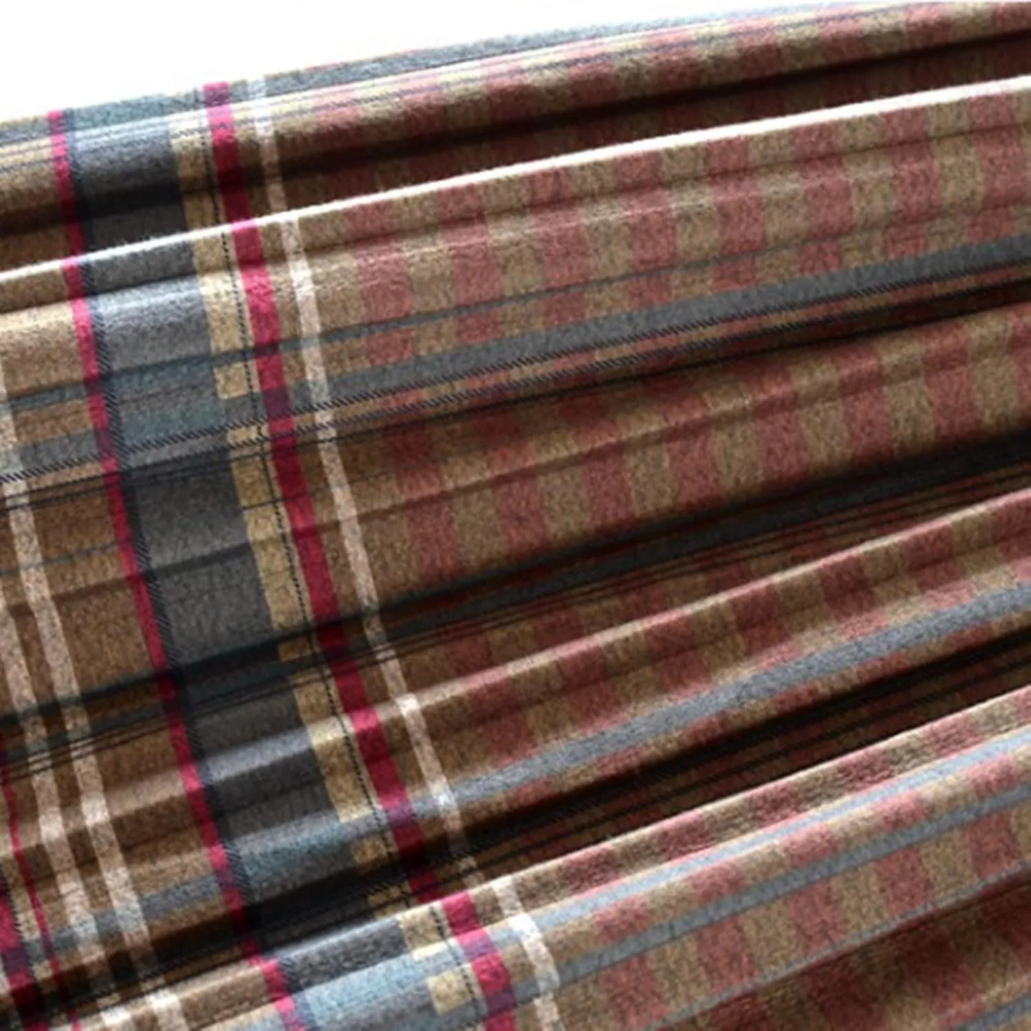 Plaid Skirt for Women's Vintage High Waist Wool Blend A-Line Skirts Trendy Elastic Waist Ruffle Long Maxi Skirt