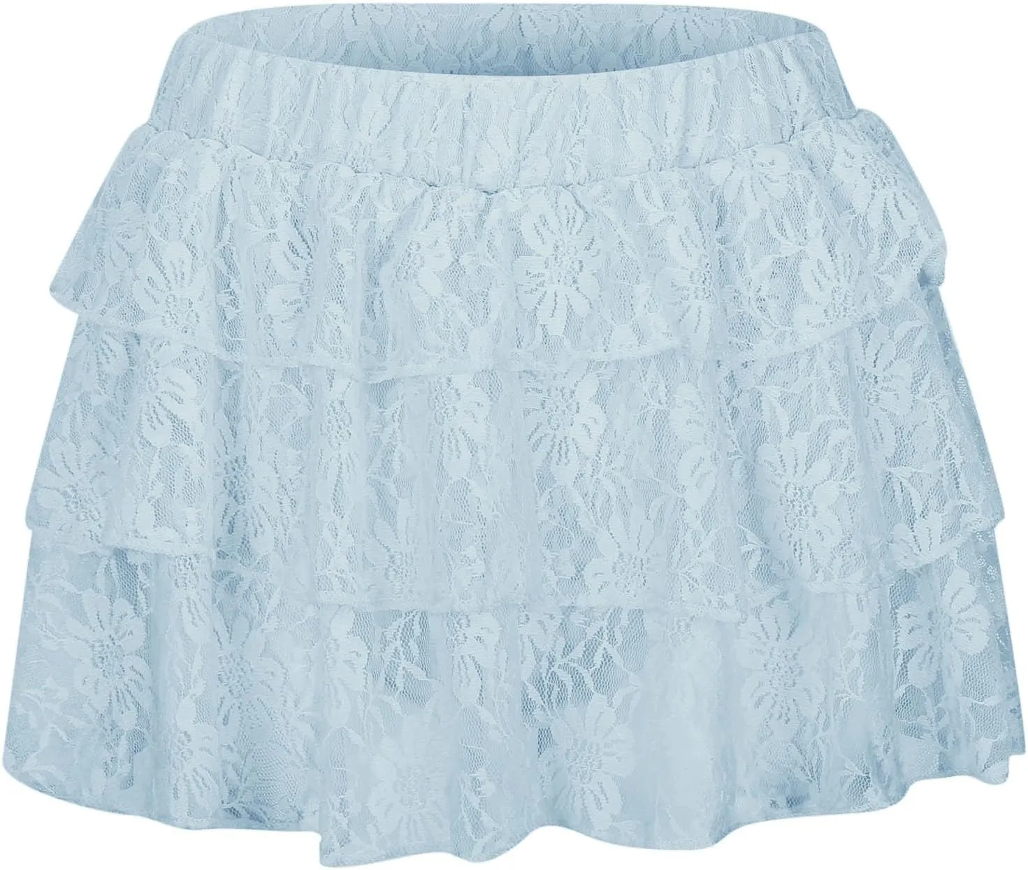 Pleated Skirts for Women Low Rise Lace Mesh Ruffle Hem A-Line Y2K Sexy Mini Skirts for Girls Fashion Trendy Streetwear