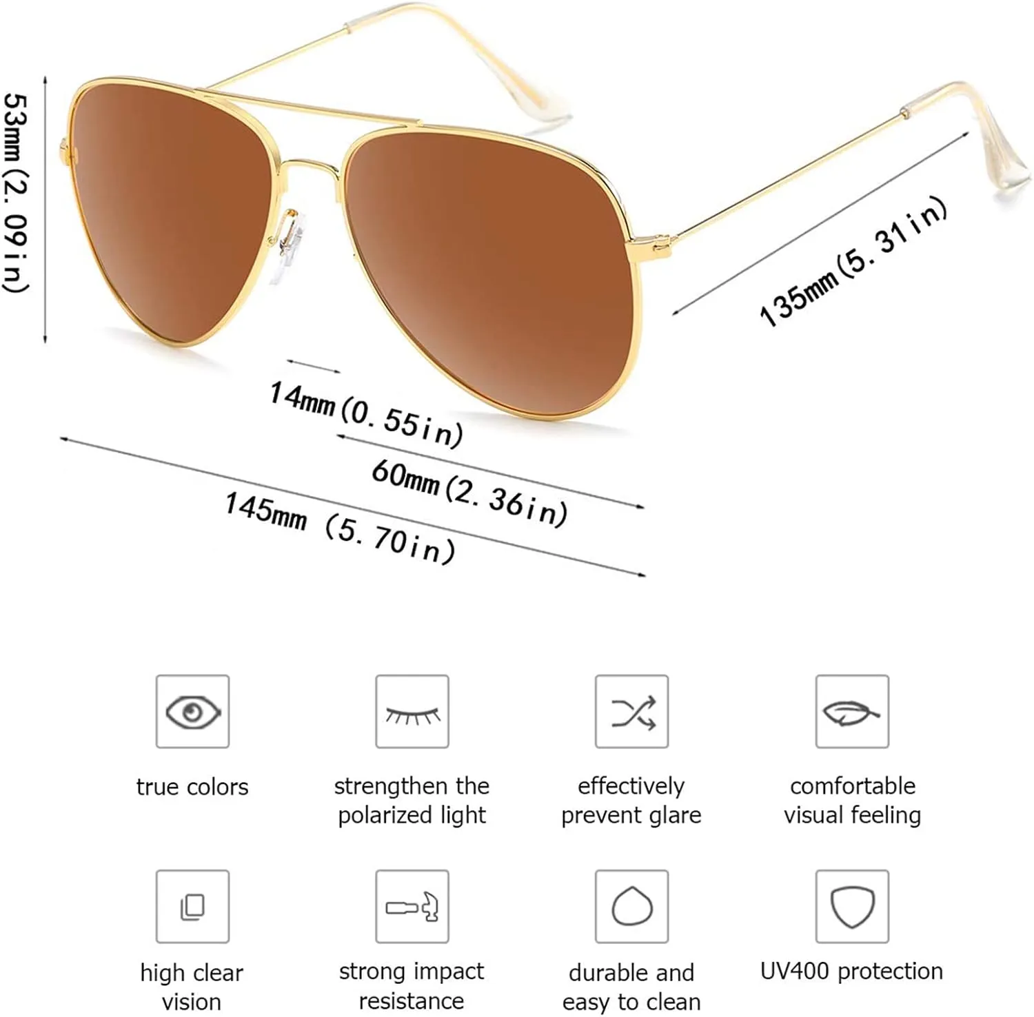Polarized Aviator Sunglasses for Men/Women Metal Mens Sunglasses Driving Sun Glasses