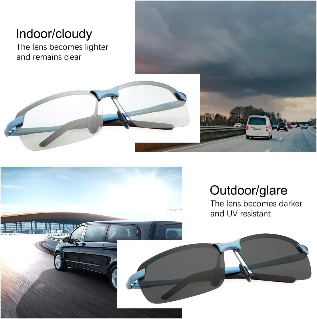 Polarized Photochromic Driving z87 Sunglasses for Men Day Night Safety Glasses