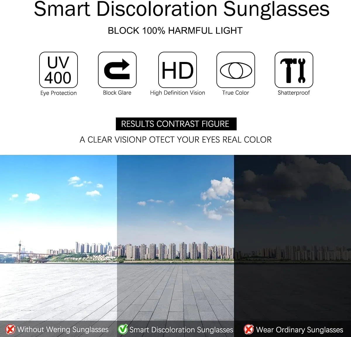 Polarized Photochromic Driving z87 Sunglasses for Men Day Night Safety Glasses