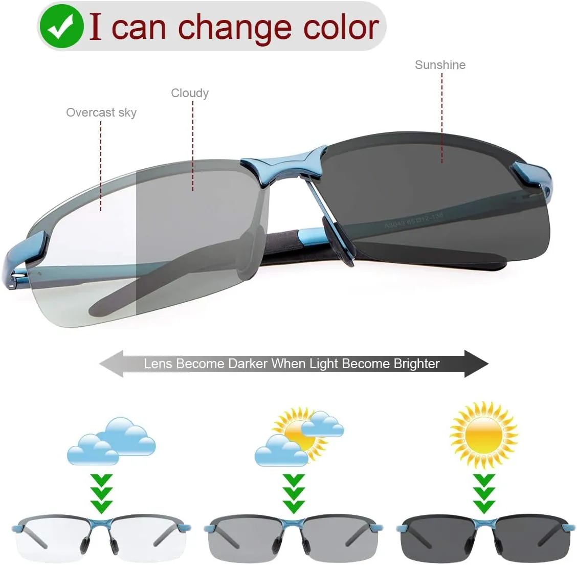 Polarized Photochromic Driving z87 Sunglasses for Men Day Night Safety Glasses